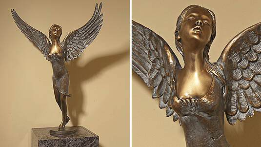 Granit-Stele "Engel", Figur aus Bronze!