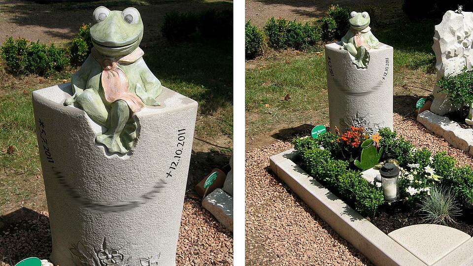 Gedenksteine Frosch nach dem Kuscheltier angefertig